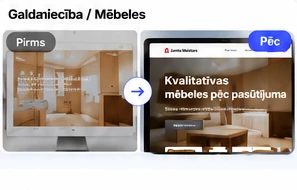 Galdniecības vai mēbeļu mājaslapas pirms un pēc piemērs